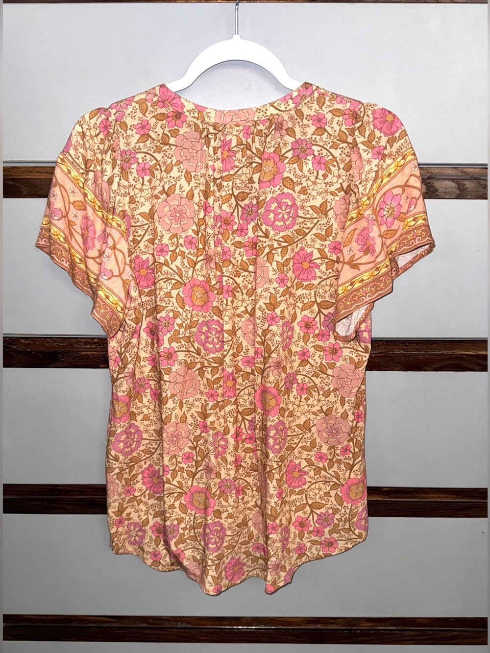 SPELL 🌾 $159 Love Story Short Sleeve Blouse 🍑 Peach Blossom 🌾 NWOT 🌸 SMALL - Picture 11 of 12